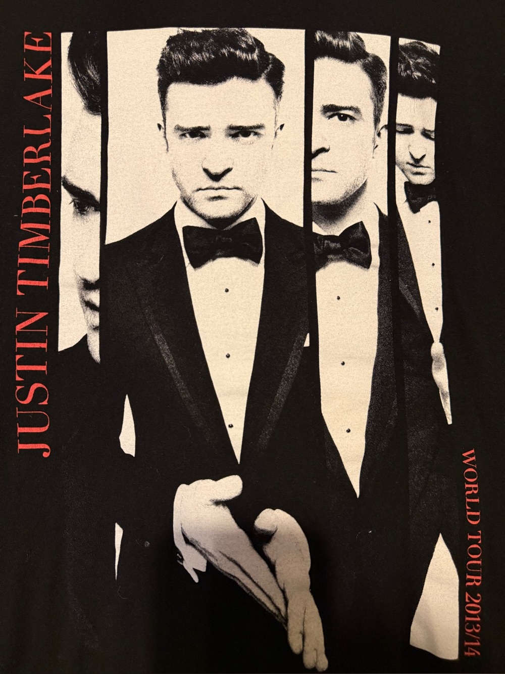 Justin Timberlake World Tour Graphic Tee - Black, White & Red 2013-2014